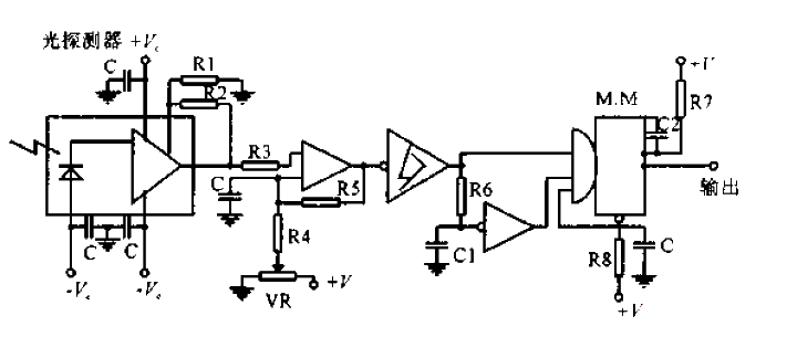 Optical fiber vibration measurement detection circuit