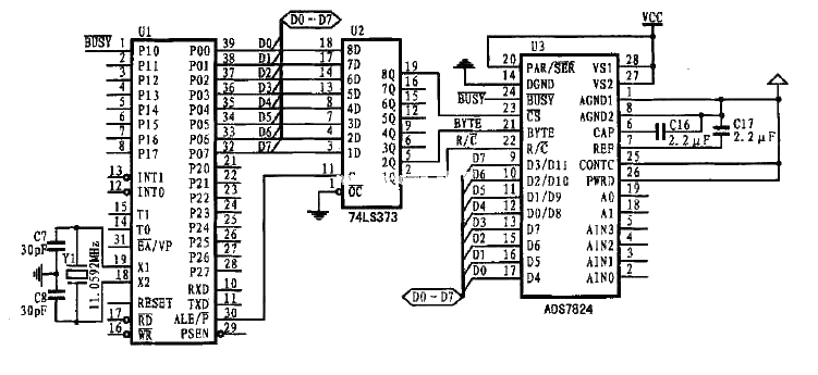 ADS7824 parallel interface circuit