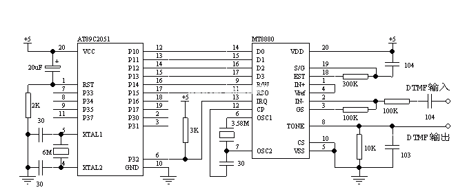 MT8880 interface circuit