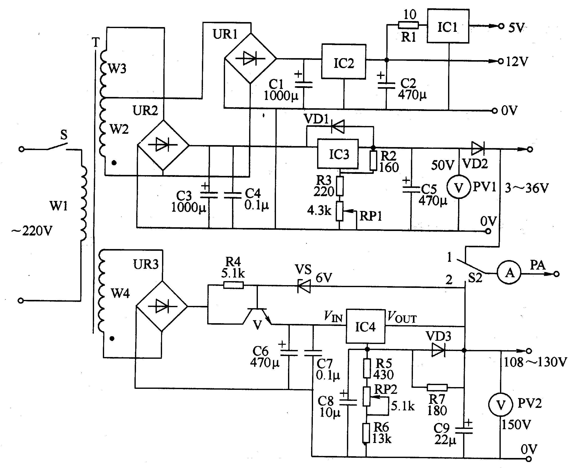 Adjustable DC<strong>Stabilized power supply circuit</strong>diagram