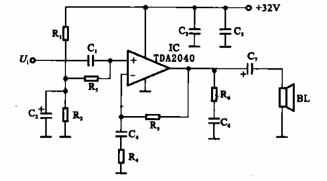 9.<strong>Integrated</strong>OTL<strong>Power Amplifier Circuit</strong> composed of TDA2040.gif