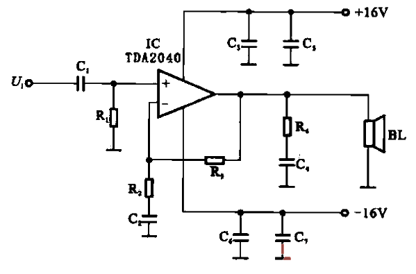 10.<strong>Integrated</strong><strong>OCL</strong><strong>Power Amplifier Circuit</strong> composed of TDA2040.gif