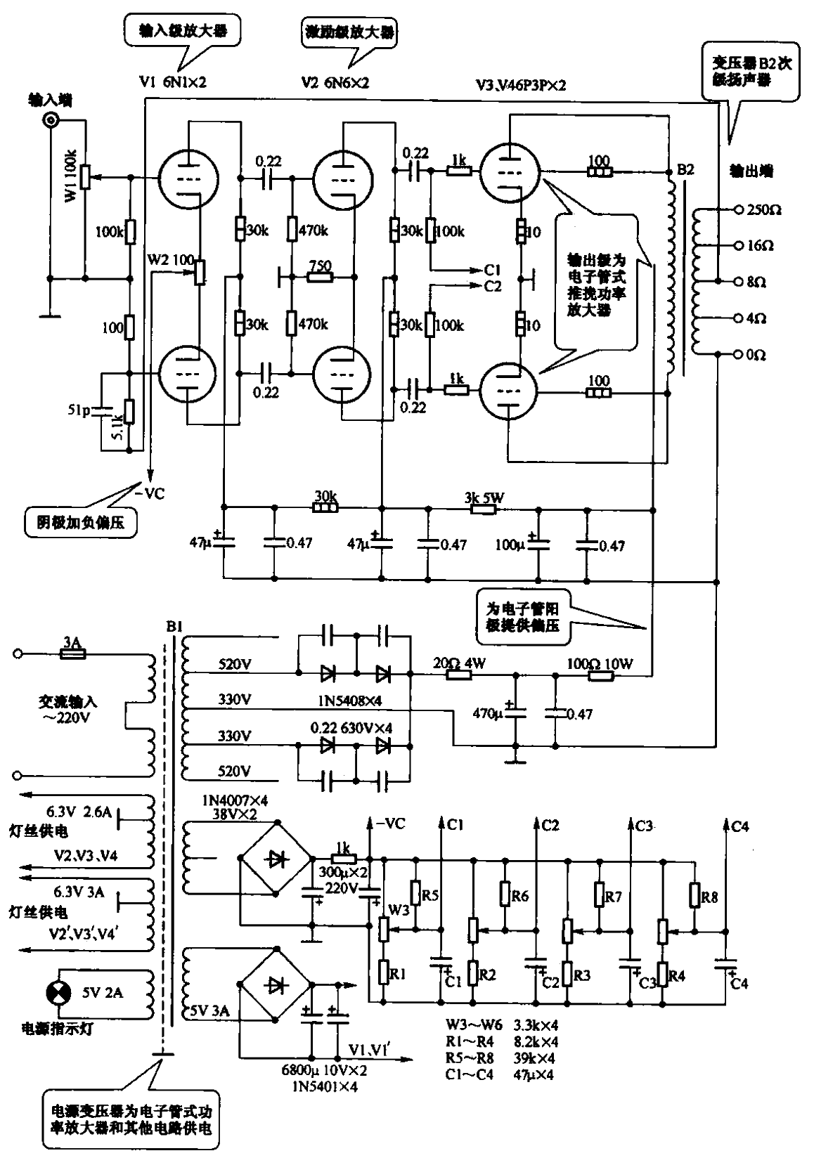 32.<strong>Electronic tube</strong><strong>Audio power amplifier</strong> circuit.gif