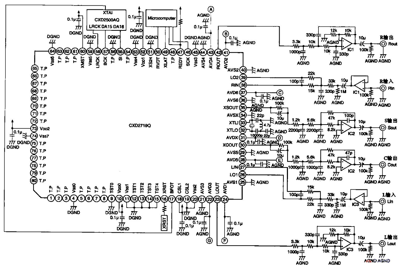 32. Single-chip Dolby Logic directional surround sound <strong>decoding circuit</strong> (CXD2719Q).gif