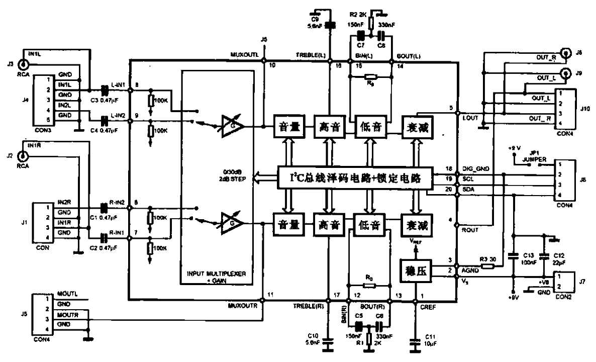 Digital audio signal processing circuit TDA7449