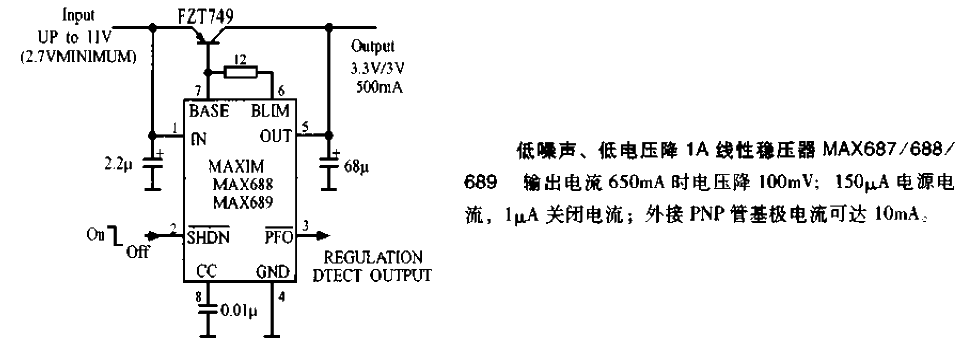 Low Noise Low Voltage Drop 1A Linear Regulator Circuit