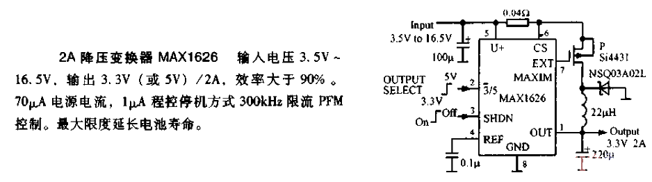 MAX1628-2A buck converter circuit diagram