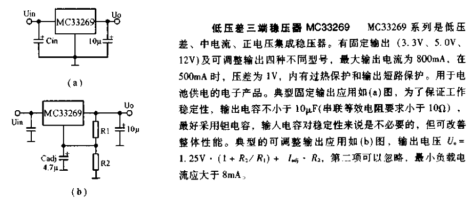 Low dropout three-terminal voltage regulator MC33269 circuit diagram