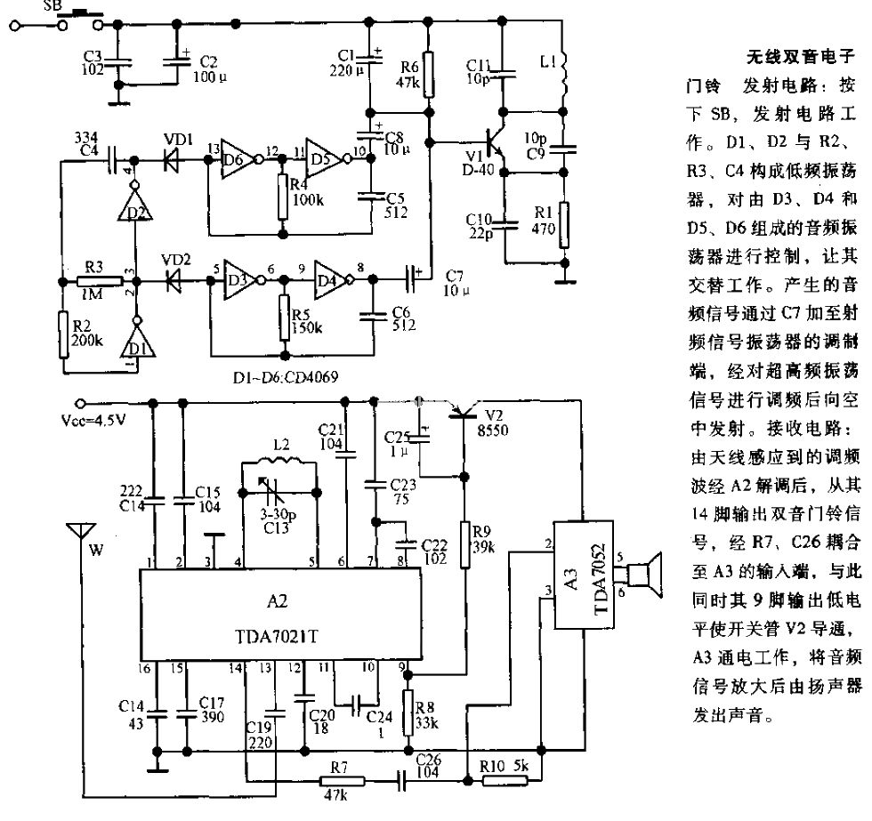 Wireless Dual Tone Electronic Doorbell