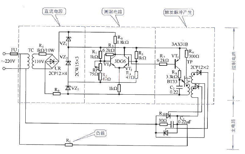 The most practical basic diagram circuit 55 - thyristor furnace temperature automatic control circuit