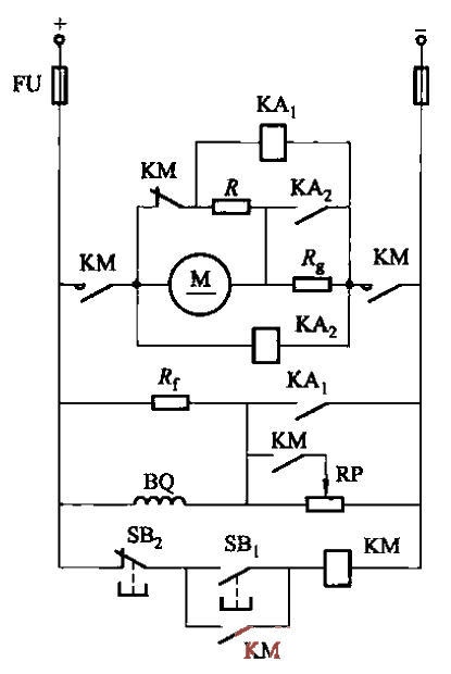 197. DC electric <strong>electromechanical</strong> pivot connected in series with <strong>resistor</strong> starts energy-consuming braking and one-way operation <strong>circuit</strong> part 2.gif