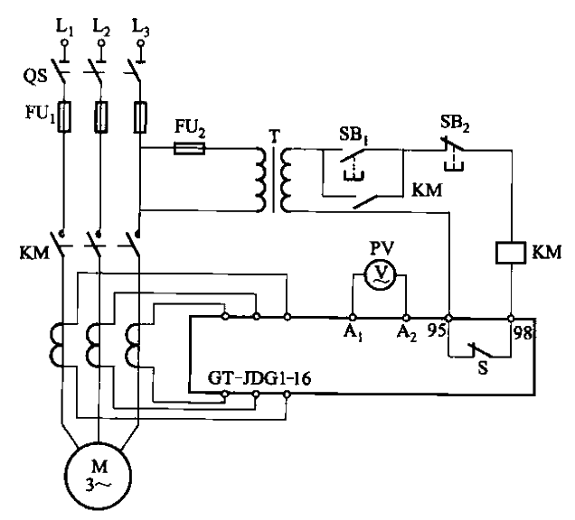 Circuit of GT-JDG1 protector and current transformer