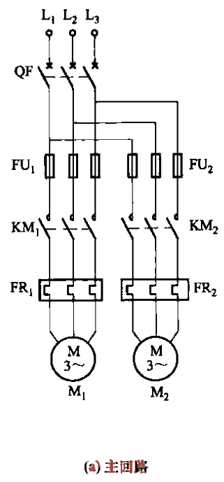 Motor automatic mutual switching circuit controlled by transfer switch a