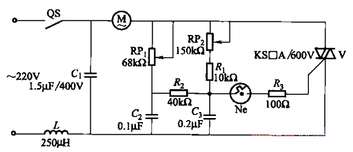 One of the single-phase motor thyristor stepless speed regulation circuits