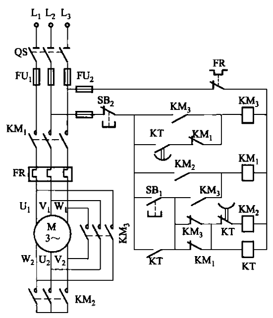 Y-△ step-down starting circuit 2 with arc flashover short circuit protection function 2