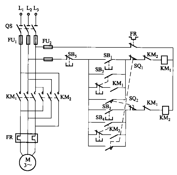 Automatic reciprocating control circuit with inching function