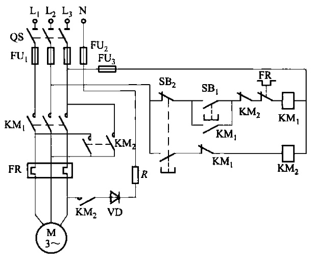 One-way operation energy consumption braking circuit 7