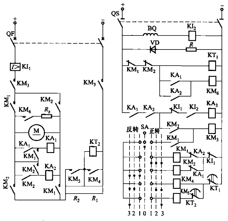 199.<strong>DC motor</strong>forward and reverse<strong>control circuit</strong> with <strong>energy consumption braking</strong>.gif