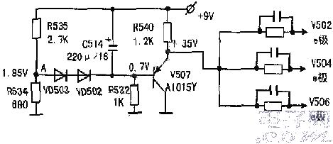 Static bias circuit diagram of triode common emitter amplifier