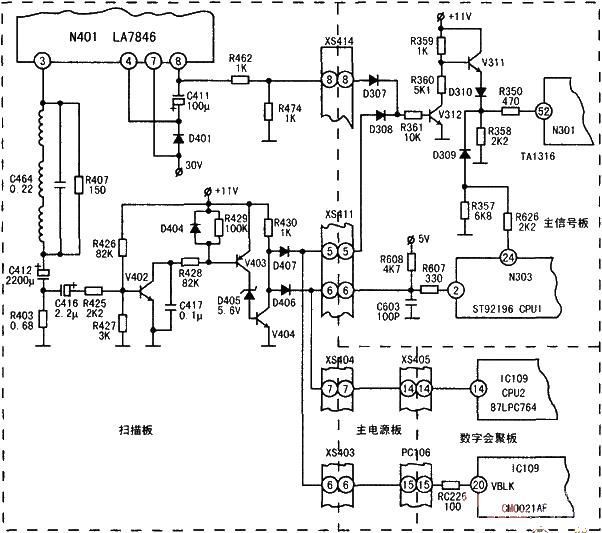 Konka 60P movement rear projection color TV field fault protection circuit diagram