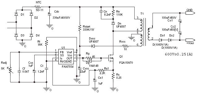 AC 220V to<strong><strong>DC</strong></strong>600V<strong><strong>switching power supply circuit diagram</strong></strong>.jpg