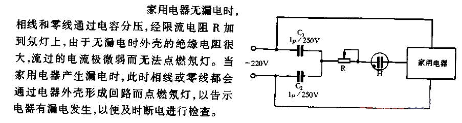 Household appliances leakage indication circuit