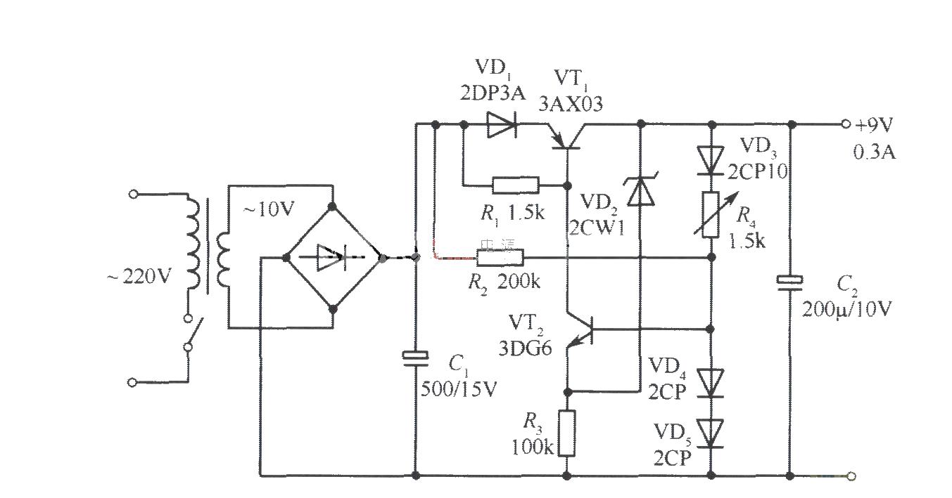 9V collector output<strong>Stabilized power supply circuit</strong>