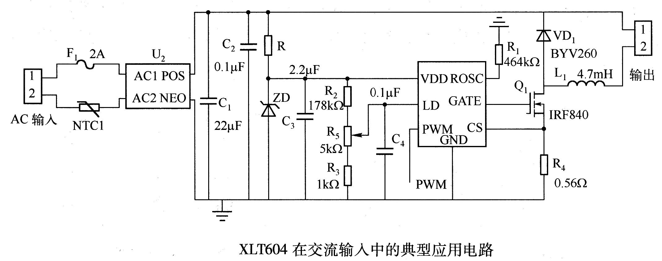 Typical <strong>application circuit</strong> of XLT604 in AC input