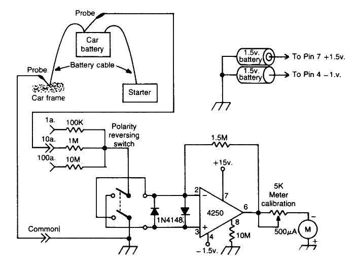 Automatic battery current analyzer circuit diagram