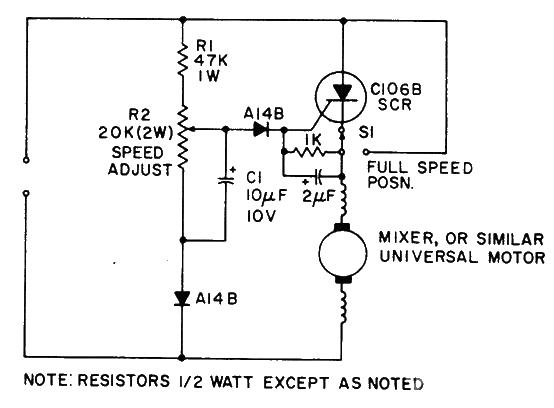 Universal motor speed control circuit diagram with load-dependent feedback