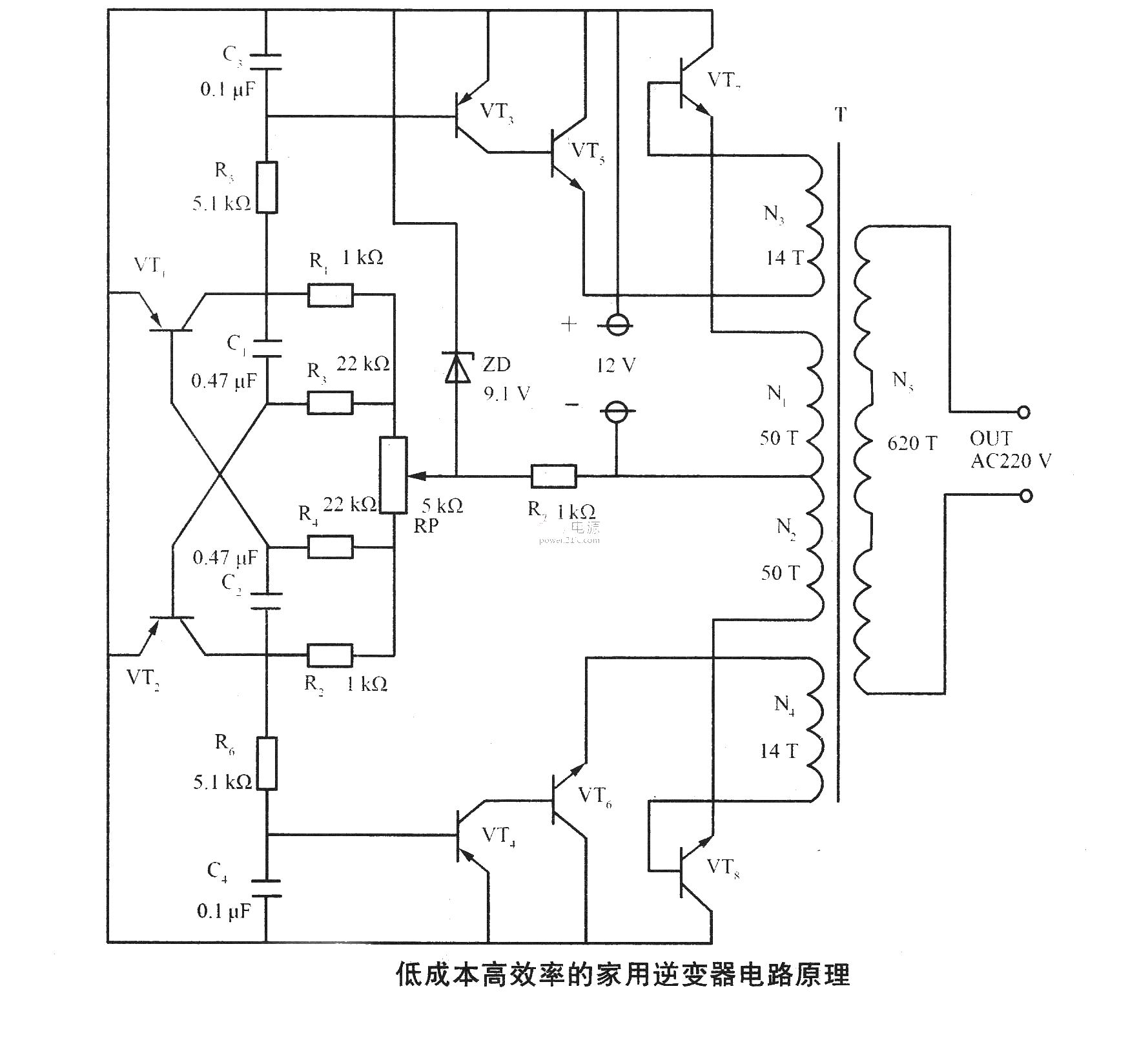 Low-cost and efficient home inverter<strong>Circuit schematic</strong>