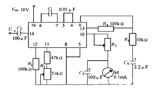 A frequency meter circuit diagram composed of CD4046