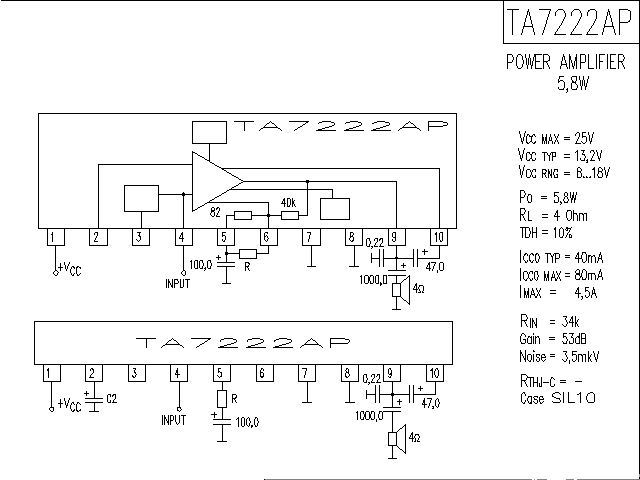 TA222AP<strong>Power amplifier</strong> circuit diagram