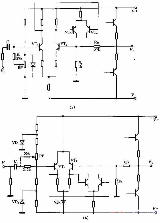 Input stage with bias current introduced by positive power supply