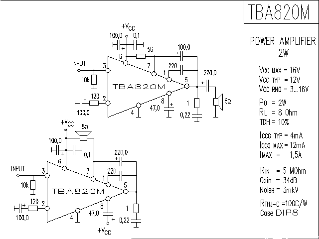 TBA820M<strong>Power Amplifier</strong>Circuit Diagram