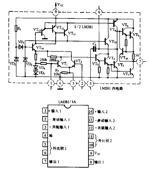 13.<strong>LM</strong>381’s internal <strong>circuit</strong> and <strong>pin</strong> arrangement.gif