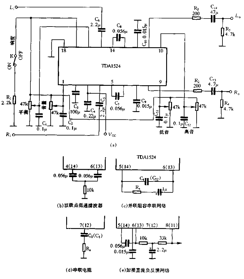 Application circuit of TDA1524