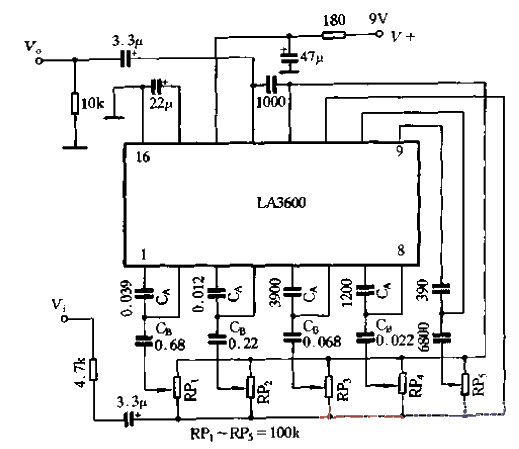 Five-band equalizer composed of LA3600