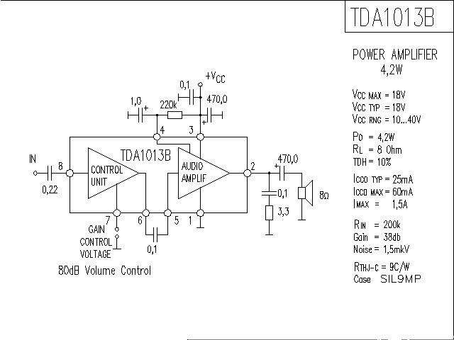 TDA1013B power amplifier circuit diagram