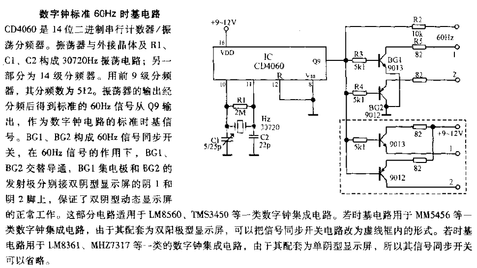 Digital clock standard 60HZ time base circuit