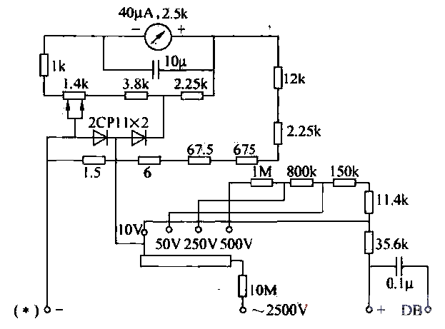 Multimeter AC voltage measurement circuit