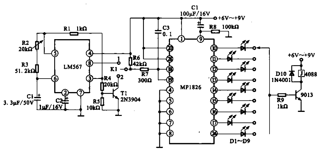 Precision timer circuit composed of LM567 and MP1826