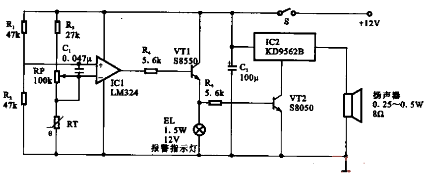 Frost alarm circuit