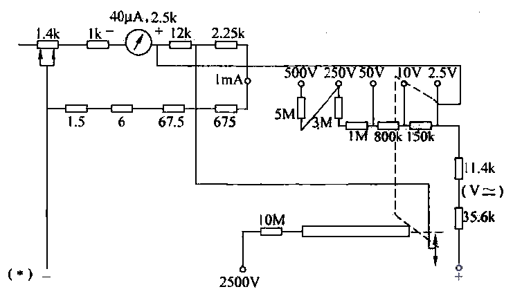 Multimeter DC voltage measurement circuit