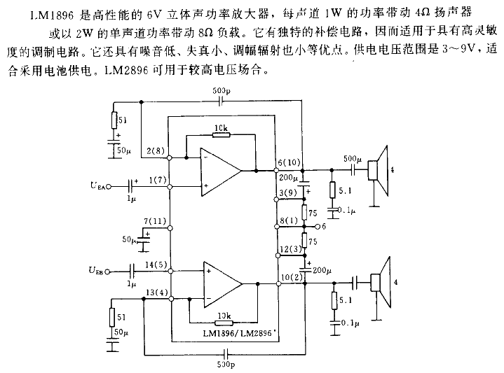 Dual audio power<strong><strong>amplifier circuit</strong></strong> using<strong>LM</strong>1896 or<strong>LM</strong>2896.gif