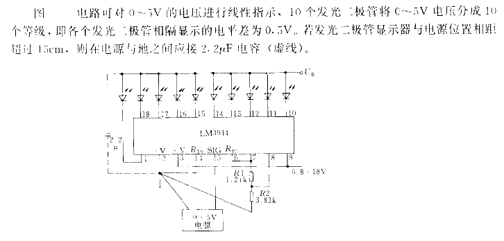 Using the<strong>LM</strong>3914 to display -<strong><strong>voltage</strong></strong><strong><strong>circuit</strong></strong> to 5V range.gif