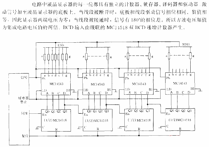 4-bit direct drive LCD circuit