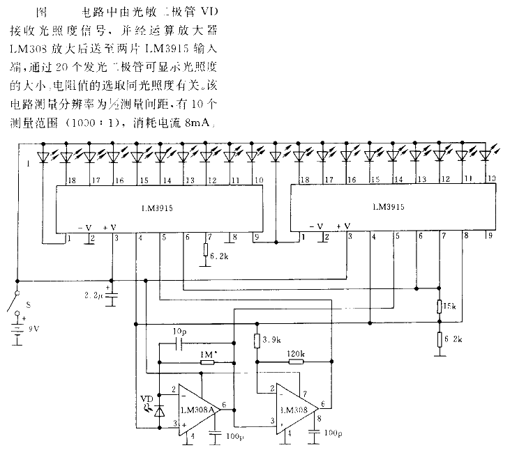 Using two pieces of<strong>LM</strong>3915 for illumination measurement<strong><strong>Display circuit</strong></strong>.gif