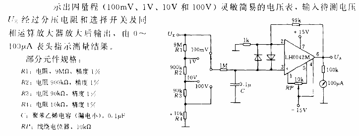 Sensitive simple<strong><strong>voltmeter</strong></strong><strong><strong>circuit</strong></strong>.gif