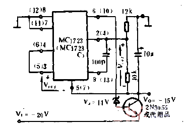 <strong><strong>Voltage regulator</strong></strong><strong><strong>circuit</strong></strong>.gif with output of -15V